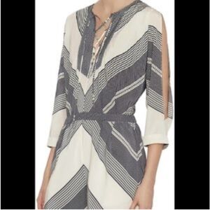 Derek Lam 10 Crosby Intermix Women’s Chevron Silk Cold Shoulder Romper Shorts 2